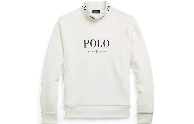 Ralph Lauren Logo Fleece Turtleneck Sweatshirt Unisex Off-White MNPOKNI16821553