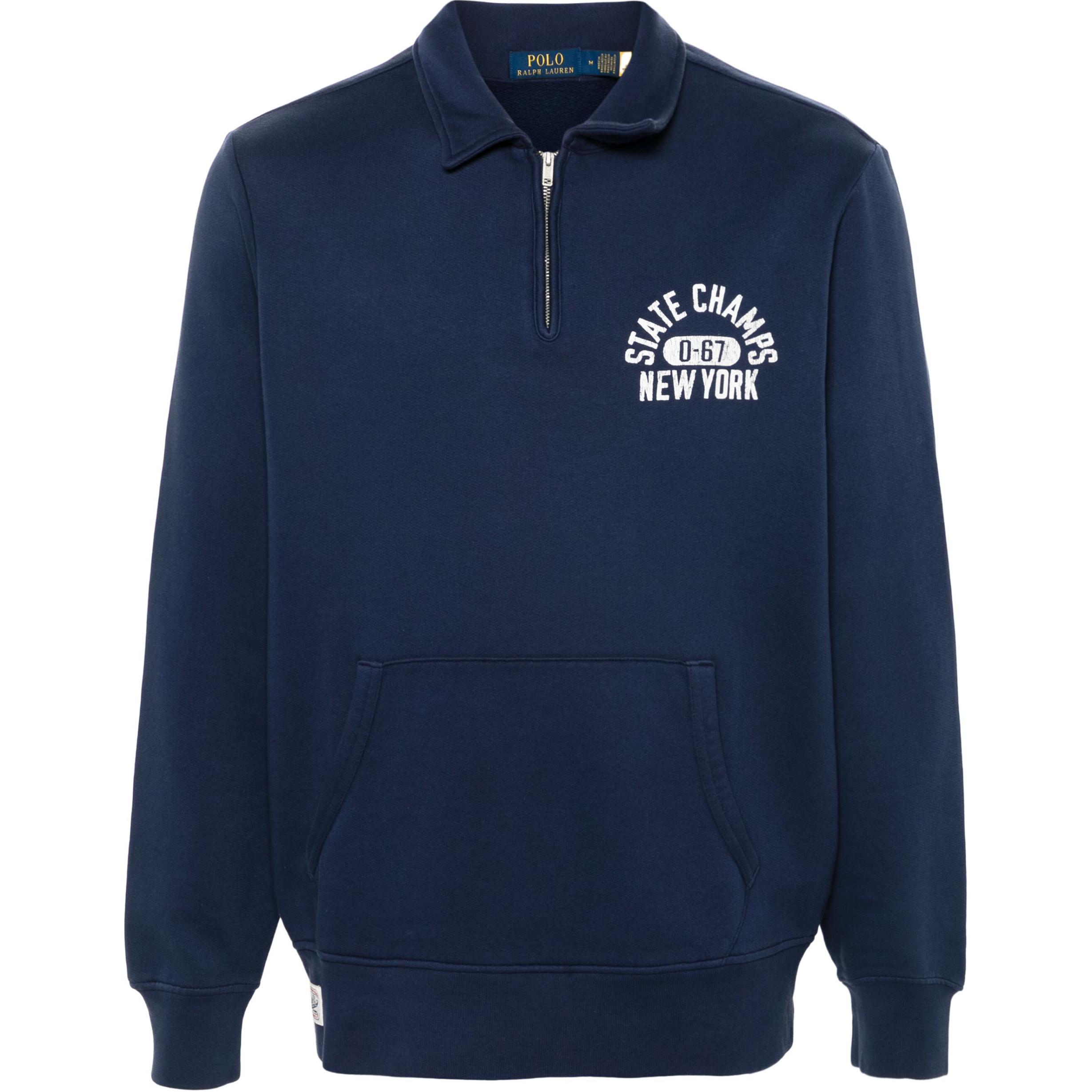 Ralph Lauren Logo Half-Zip Pullover Long Sleeve Sweatshirt Blue 710941962-001