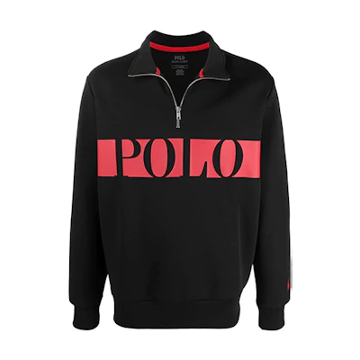 Ralph Lauren Logo Half-Zip Pullover Sweatshirt Black 710828115-001