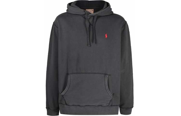 Ralph Lauren Logo Hoodie Gray Black Long Sleeve Sweatshirt 710793020-001