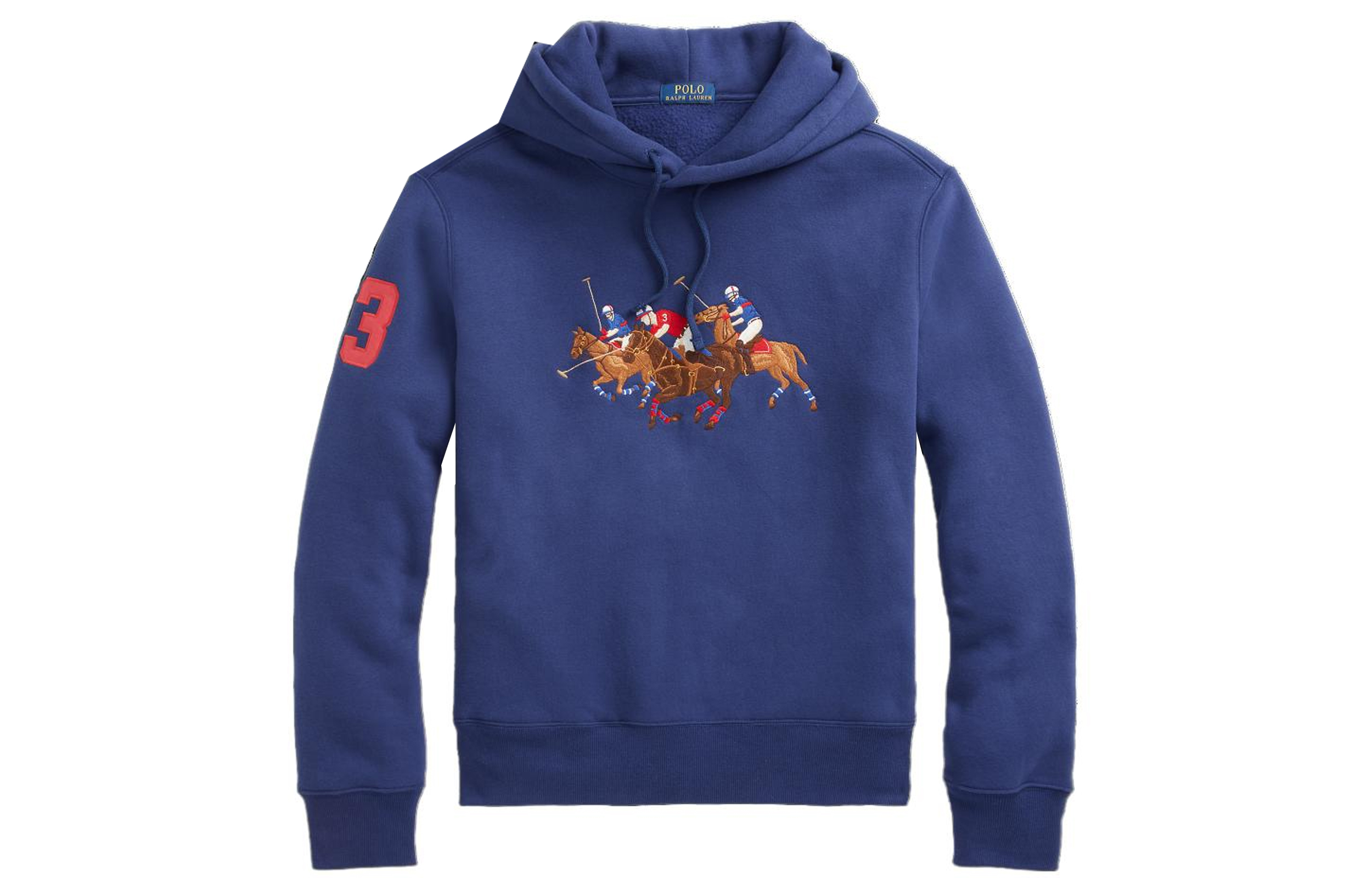 Ralph Lauren Logo Hoodie Men Clear Water Blue with Ribbed Hem and Embroidery MNPOKNI16821182-410