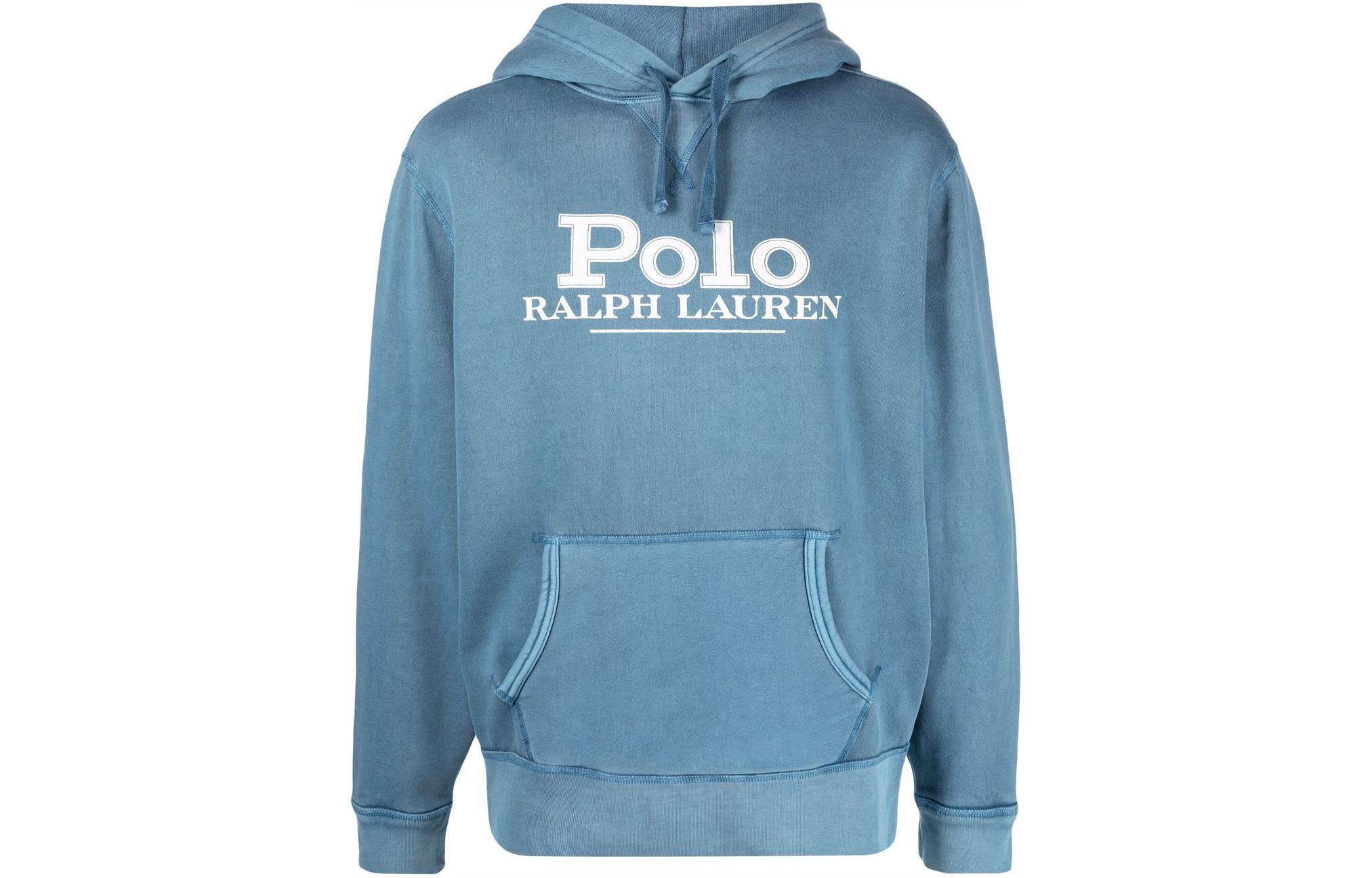 Ralph Lauren Logo Letter Print Casual Pullover Hoodie Blue 710892728-002