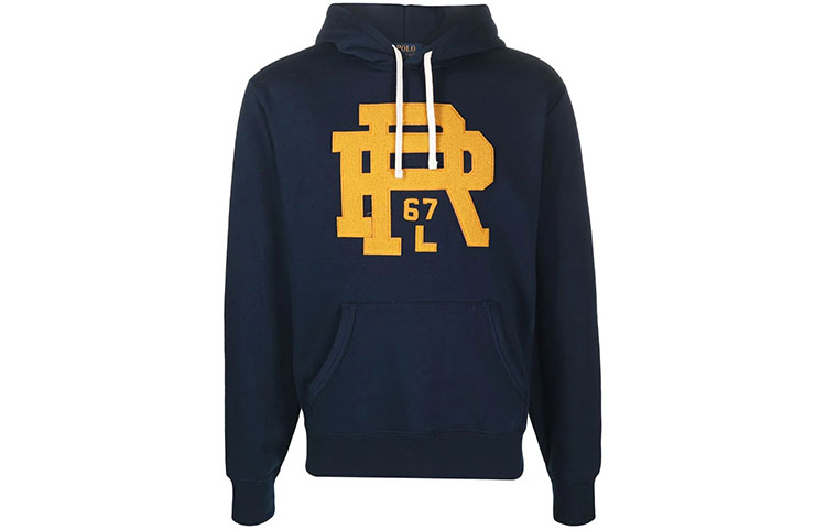 Ralph Lauren Logo Patch Pullover Hoodie - Blue 710850318-001