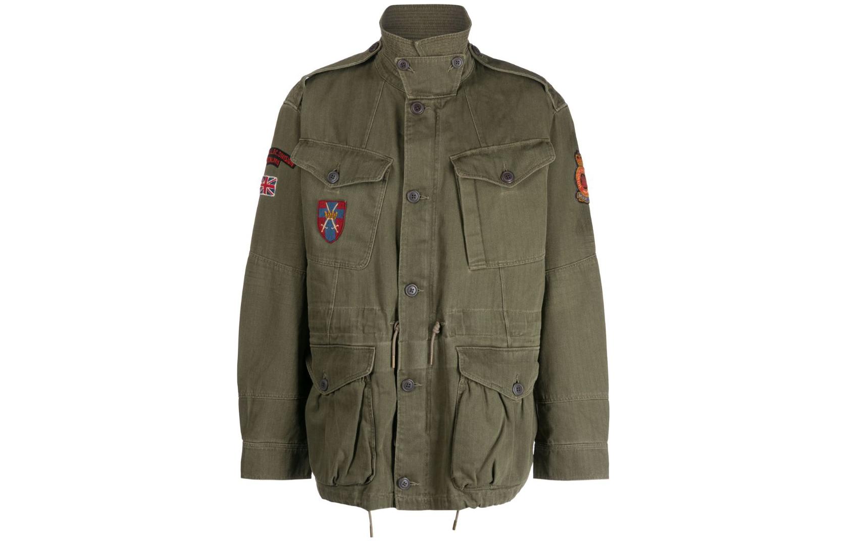 Ralph Lauren Logo Patch Single-Breasted Olive Green Jacket - Long Sleeve 710916422-001