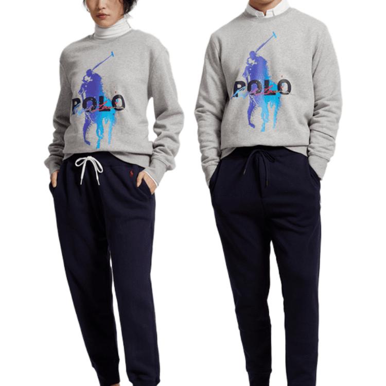 Purchase Ralph Lauren Logo Cetak Baju Sweater Leher Bulat Unisex Kelabu MNPOKNI16821865-020