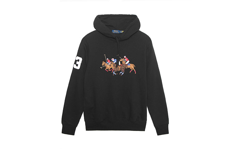 Ralph Lauren Logo Print Embroidered Hoodie Black Long Sleeve 710823853-006 圖 2