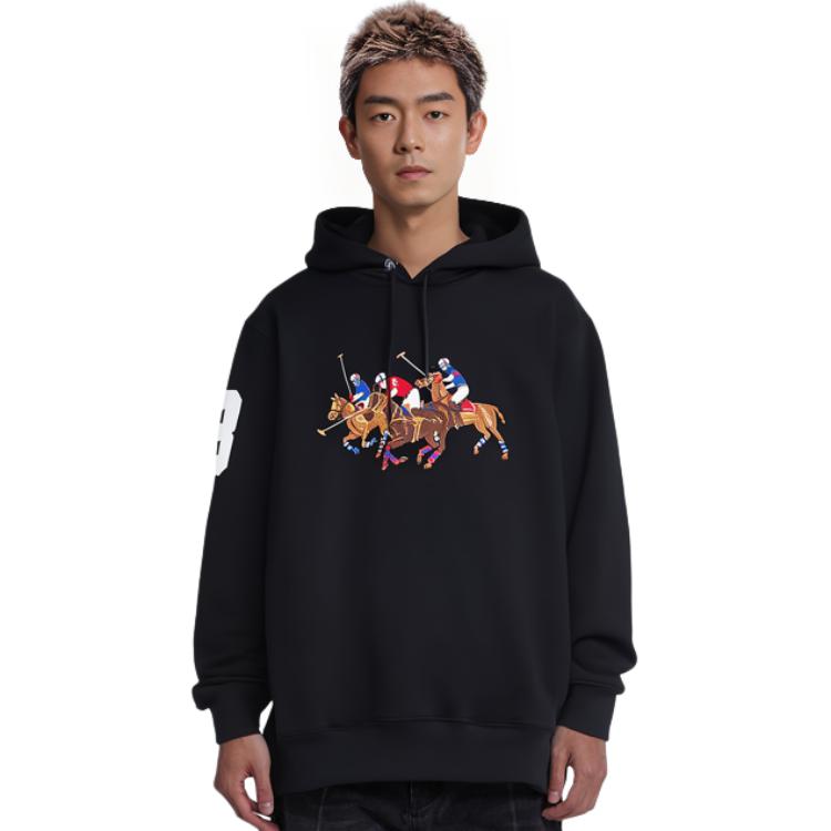 Ralph Lauren Logo Print Embroidered Hoodie Black Long Sleeve 710823853-006 圖 4