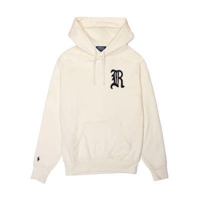 Ralph Lauren Logo Print Hoodie Long Sleeve Drawstring Sweatshirt Beige 710917915-001