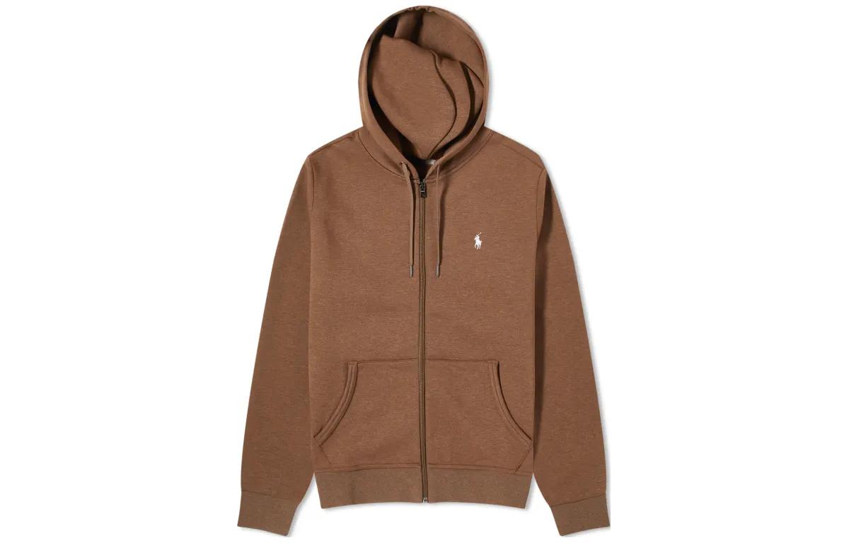 Ralph Lauren Logo Print Hoodie Men’s Brown Long Sleeve Sweatshirt 710881517-030