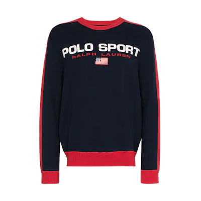 Ralph Lauren Logo Print Pullover Sweatshirt Solid Color Black 710761914-002