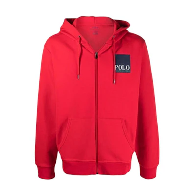 Ralph Lauren Logo Print Red Zip-Up Hoodie for Men 710839043-004