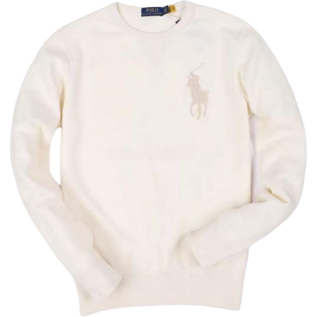Ralph Lauren Logo Print Solid Color Crewneck Sweatshirt White 710883342-012