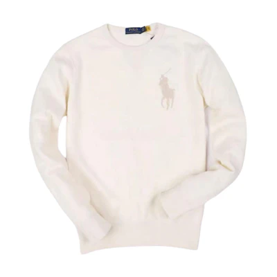 Ralph Lauren Logo Print Solid Color Crewneck Sweatshirt White 710883342-012