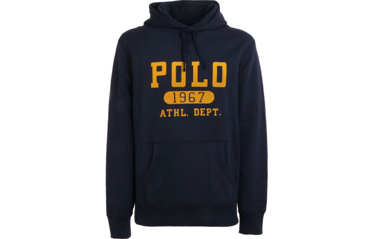 Ralph Lauren Logo Print Solid Hoodie Navy Blue 710766797-004