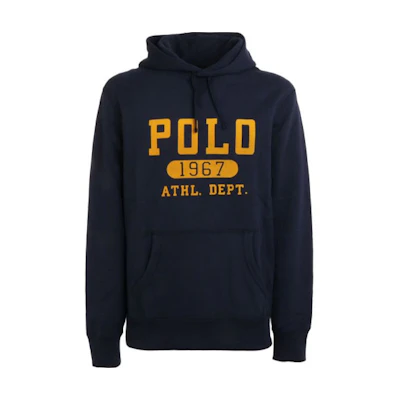 Ralph Lauren Logo Print Solid Hoodie Navy Blue 710766797-004