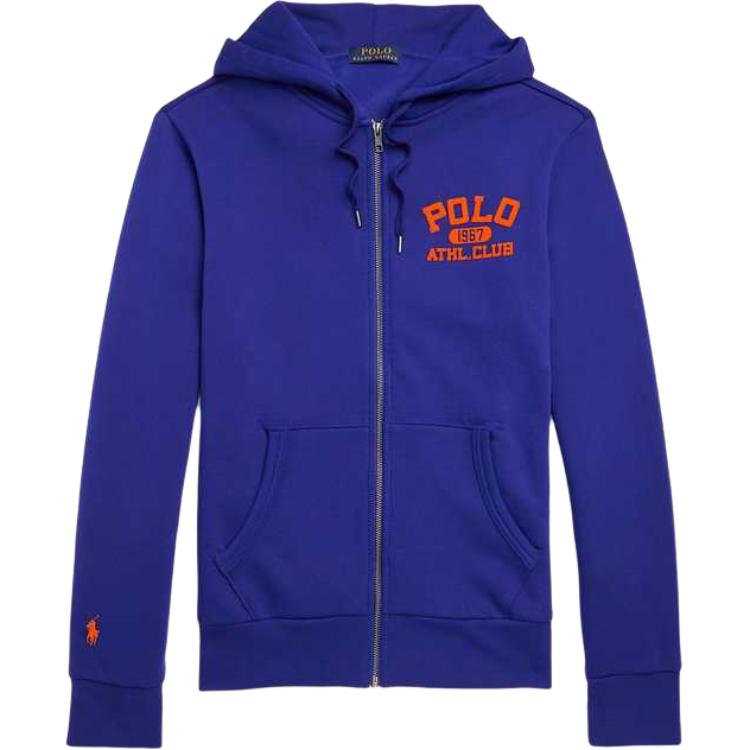 Ralph Lauren Logo Print Zip-Up Hoodie Blue - MNPOKNI16822188-400