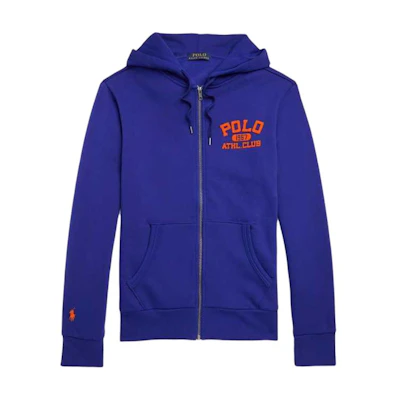 Ralph Lauren Logo Print Zip-Up Hoodie Blue - MNPOKNI16822188-400