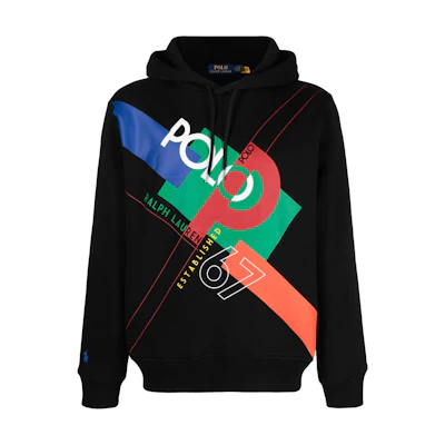 Ralph Lauren Logo Printed Casual Loose Hoodie Black 710926981-001