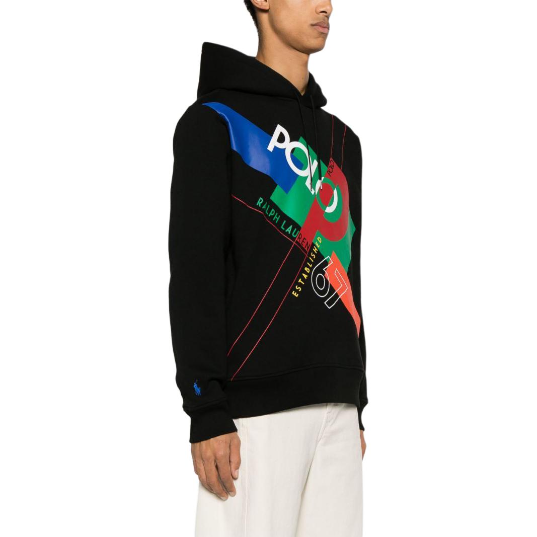 Purchase 拉夫羅倫標誌印花休閒寬鬆連帽衫 黑色 710926981-001