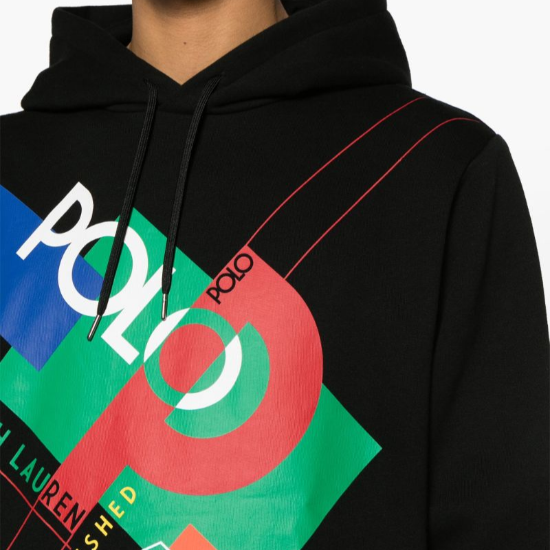 Details for 拉夫羅倫標誌印花休閒寬鬆連帽衫 黑色 710926981-001