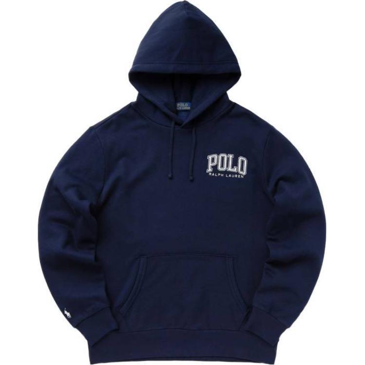 Ralph Lauren Logo Pullover Hoodie Navy Blue Long Sleeve Sweater 710952039-001