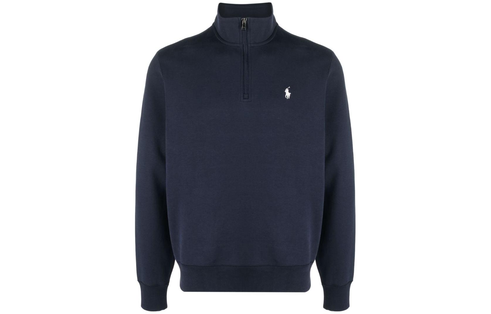 Order Ralph Lauren Logo Pullover Mock Neck Sweatshirt Lelaki Biru Gelap 710922557-002