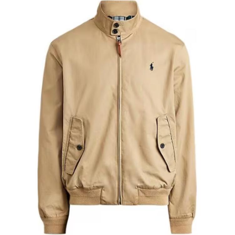 Ralph Lauren Logo Stand Collar Slim Fit Zip Jacket Light Brown MNPOOTW16020158-260