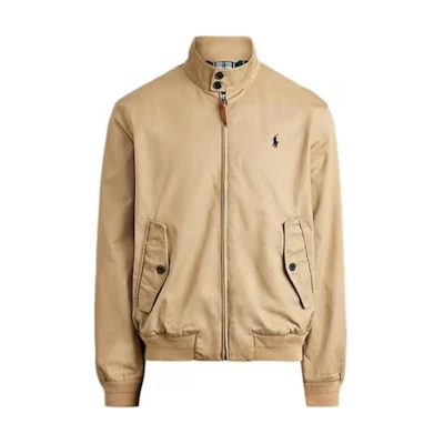 Ralph Lauren Logo Stand Collar Slim Fit Zip Jacket Light Brown MNPOOTW16020158-260