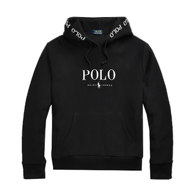 Ralph Lauren Logo Velvet Hoodie Unisex Black MNPOKNI16821-477