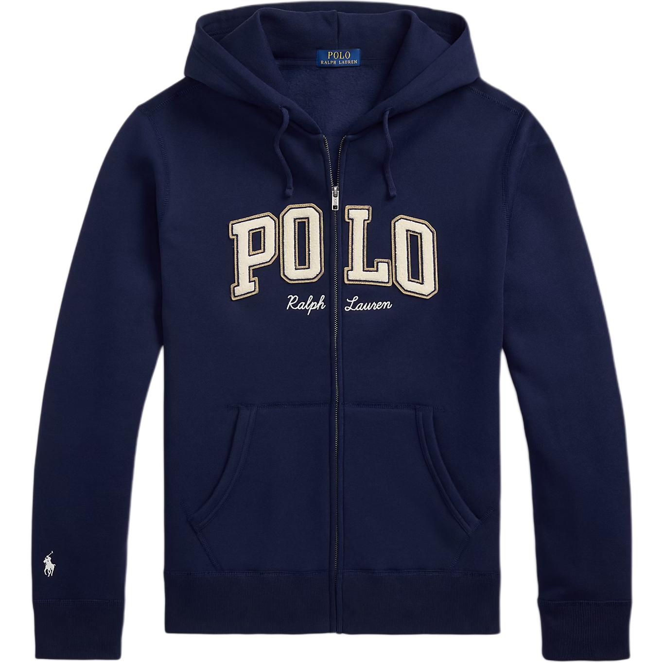 Ralph Lauren Logo Wool Full-Zip Hoodie Jacket Navy Blue 710981151-002