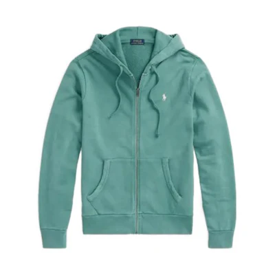 Ralph Lauren Loopback Terry Full-Zip Hoodie Green Embroidered Logo Sweatshirt MNPOKNI16823-239