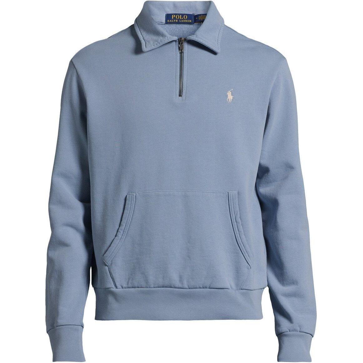 Ralph Lauren Loose Fit Polo Collar Sweatshirt Blue with Logo Embroidery 710934601-003