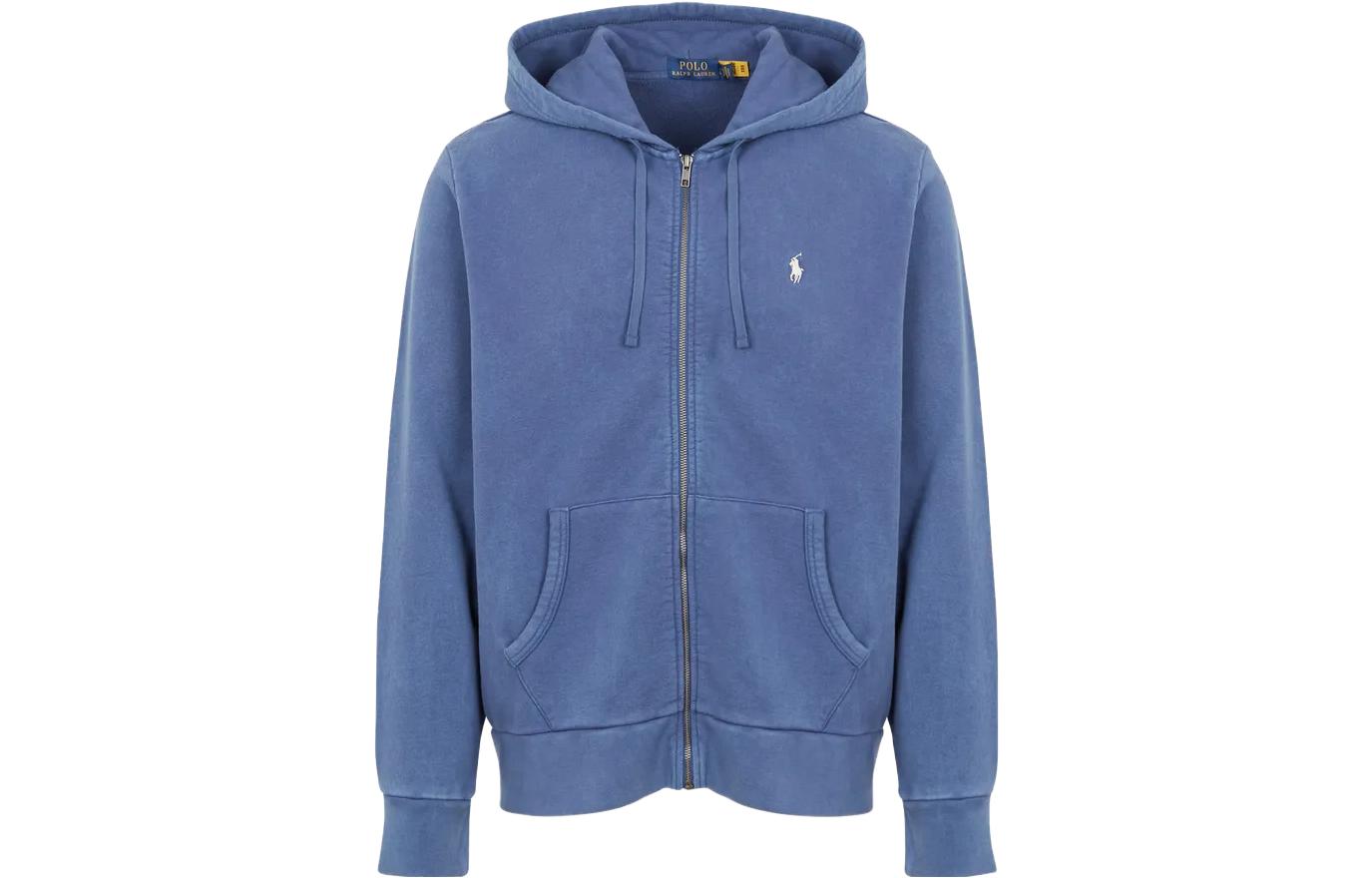 Ralph Lauren Loose Fit Solid Color Zip Hoodie - Blue 710916692-001