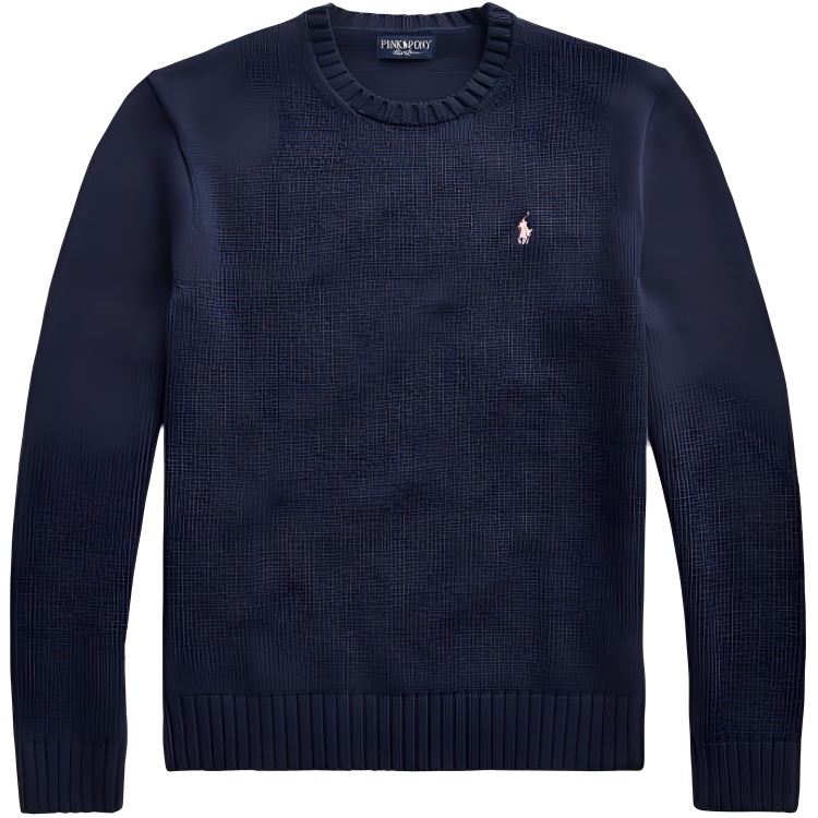 Ralph Lauren Navy Blue Crewneck Sweatshirt with Logo Print for Men MNPOSWE16820195-410
