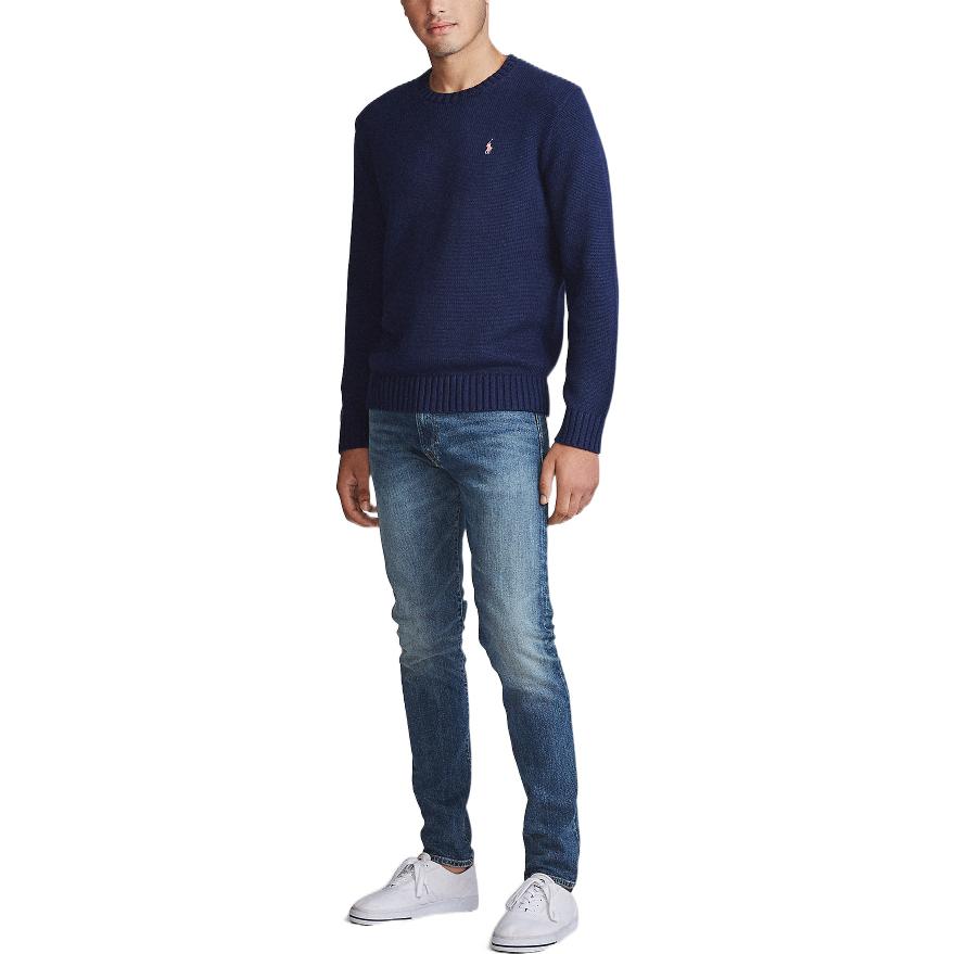 Ralph Lauren Navy Blue Crewneck Sweatshirt with Logo Print for Men MNPOSWE16820195-410 圖 3