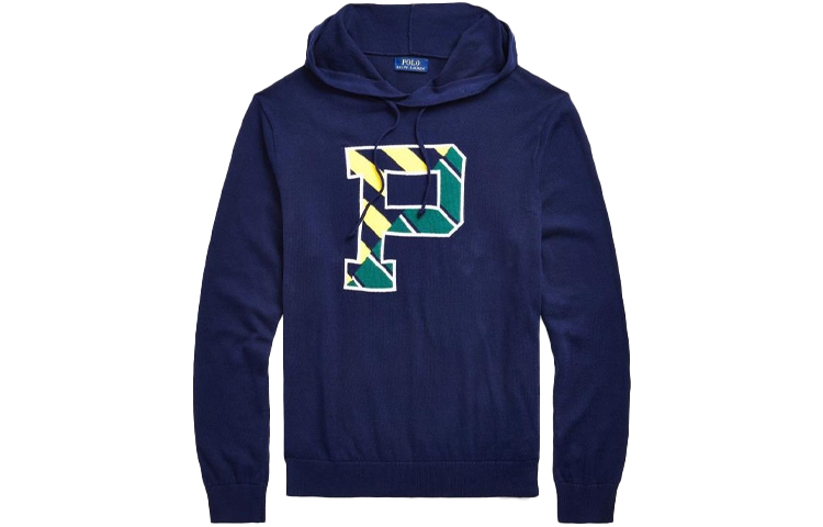 Ralph Lauren Navy Blue Hoodie with Letter Print for Men 710850118-001