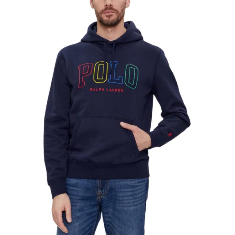 Shop 拉夫·勞倫海軍藍連帽衫字母印花長袖 710926600-001