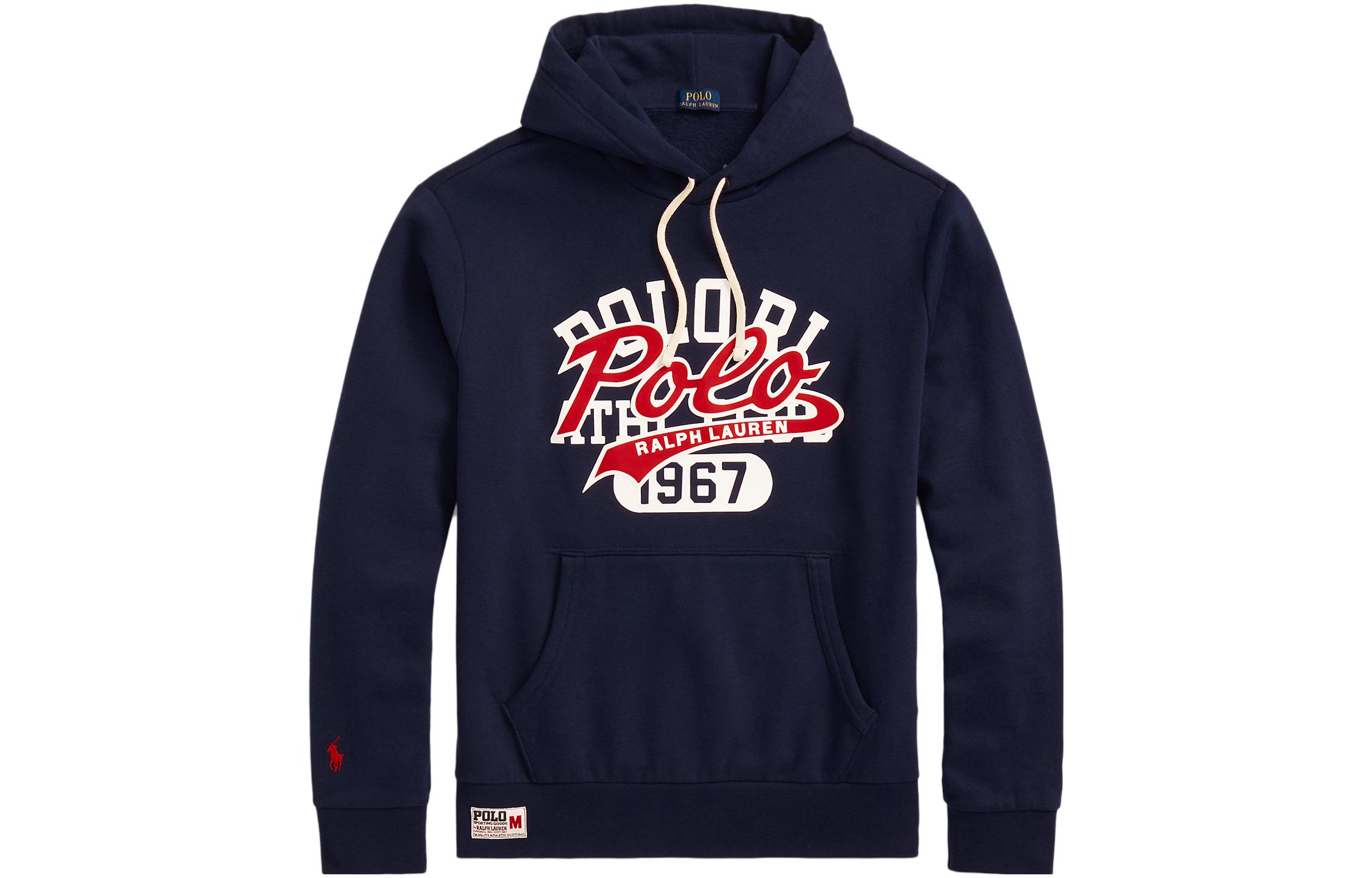 Ralph Lauren Navy Blue Letter Print Pullover Hoodie Men SS23 710901154-001