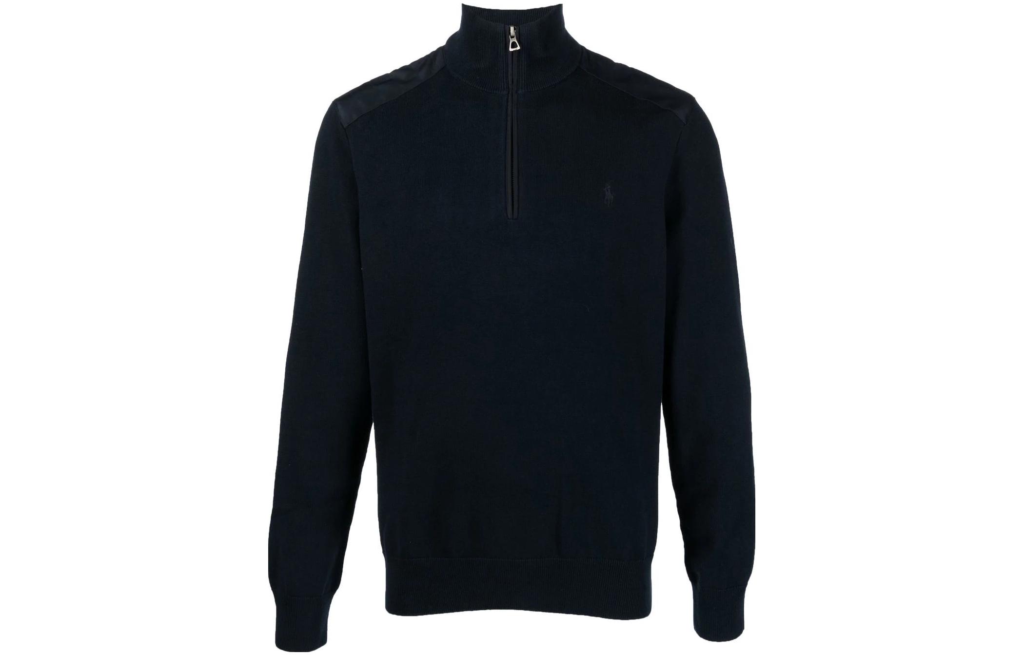 Ralph Lauren Navy Half-Zip Embroidered Logo Sweatshirt 710858189-001