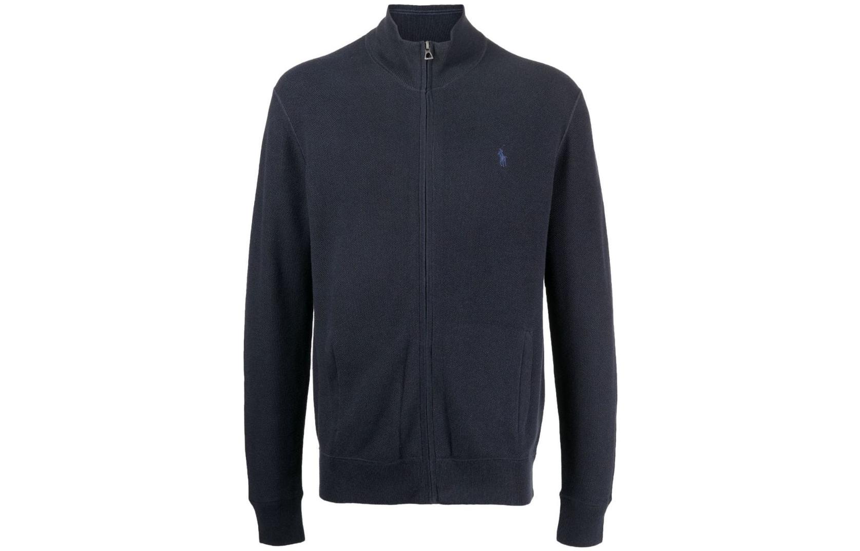 Ralph Lauren Navy High-Neck Zip Jacket with Solid Logo Embroidery 710890554-001