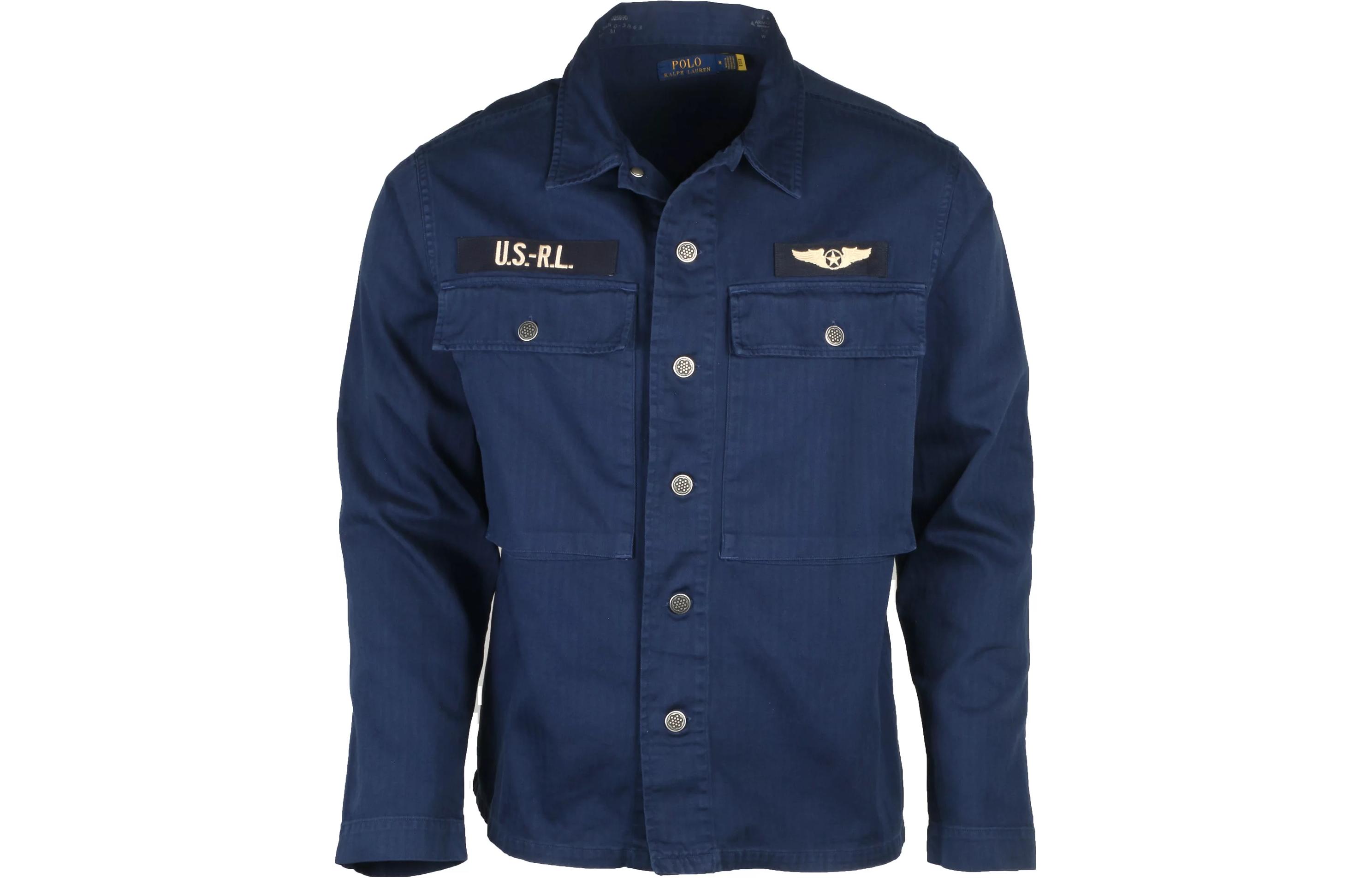 Ralph Lauren Navy Long Sleeve Logo Collar Single-Breasted Jacket 710839213-001