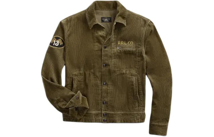 Ralph Lauren Olive Embroidered Logo Print Loose-Fit Polo Collar Jacket MNRROTW16020-139