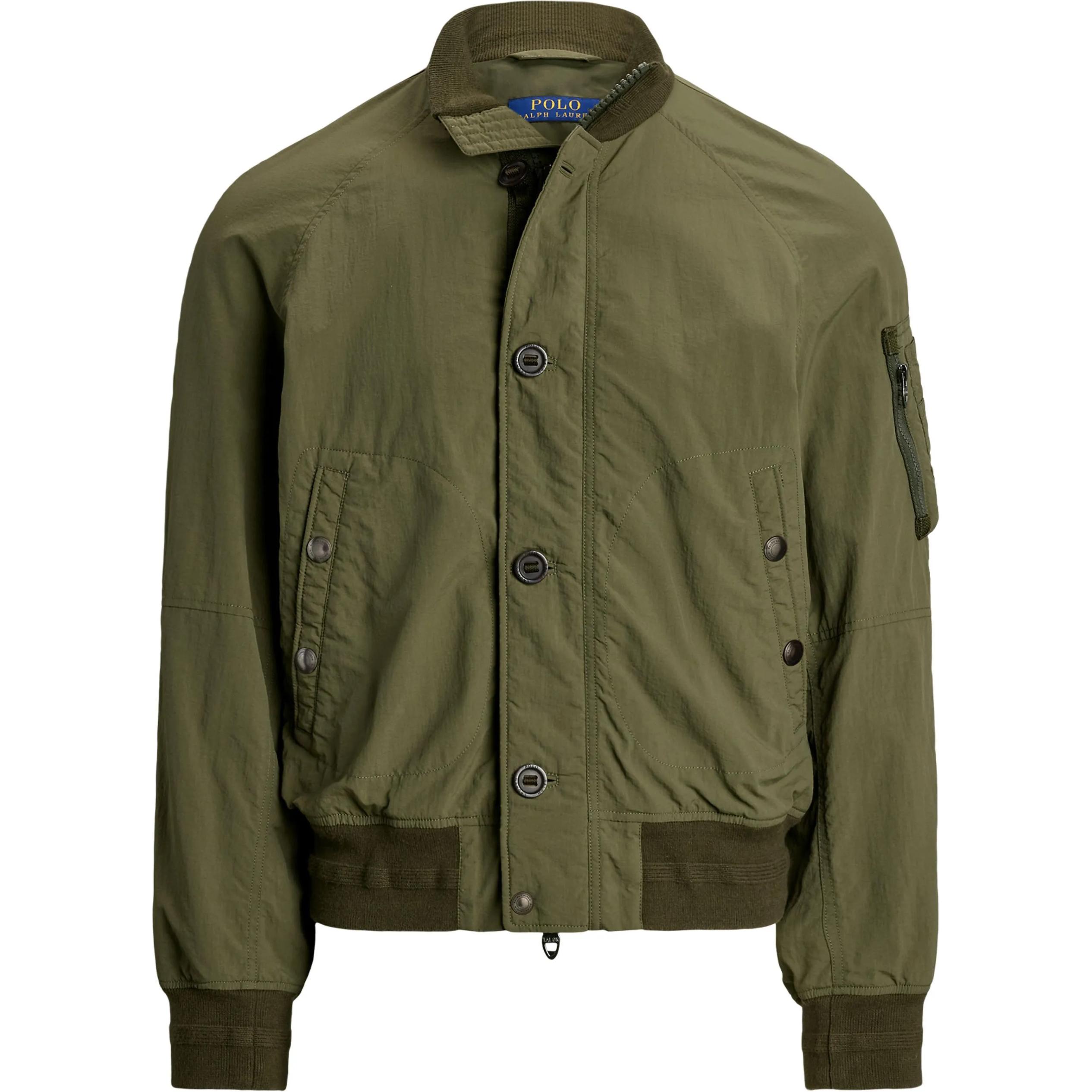 Ralph Lauren Olive Green Solid Zip-Up Bomber Jacket for Men 710955796-001