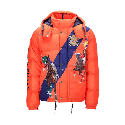 Ralph Lauren Orange Casual Printed Hooded Down Jacket Coat 710916061-001