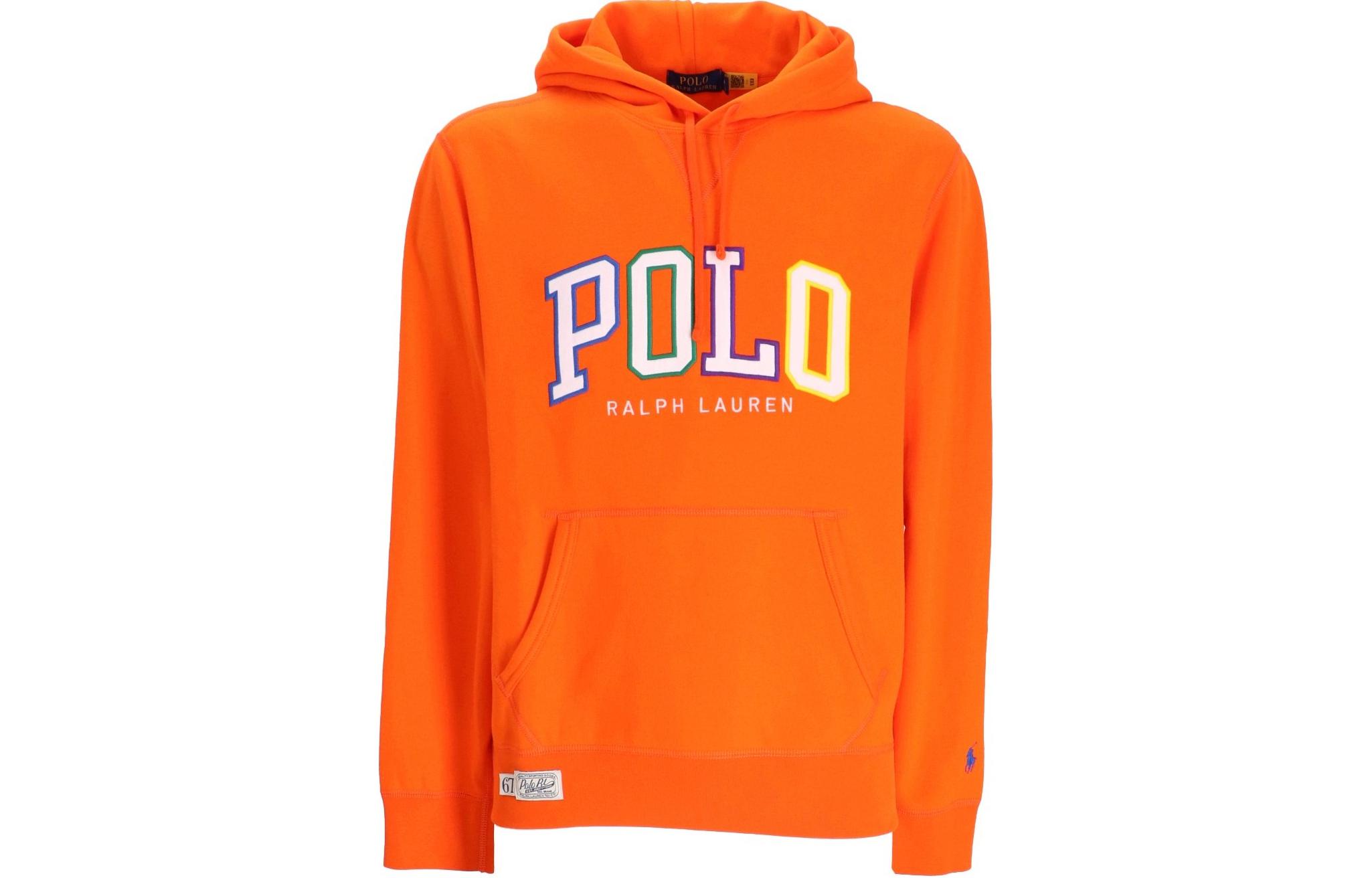 Ralph Lauren Orange Hoodie with Letter Print and Drawstring 710890190-002