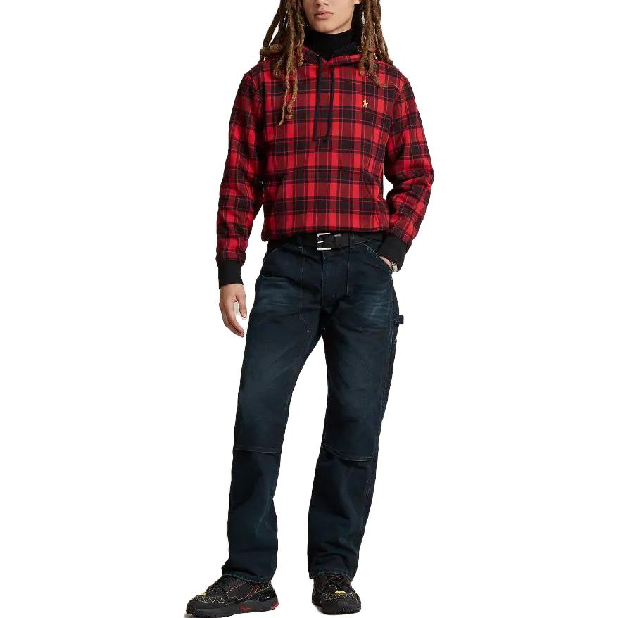 Ralph Lauren Plaid Pile Fleece Embroidered Logo Hoodie Red MNPOKNI16823-211 圖 3