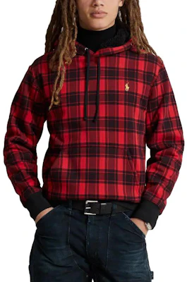Ralph Lauren Plaid Pile Fleece Embroidered Logo Hoodie Red MNPOKNI16823-211 Shop Ralph Lauren Plaid Pile Fleece Embroidered Logo Hoodie Red MNPOKNI16823-211