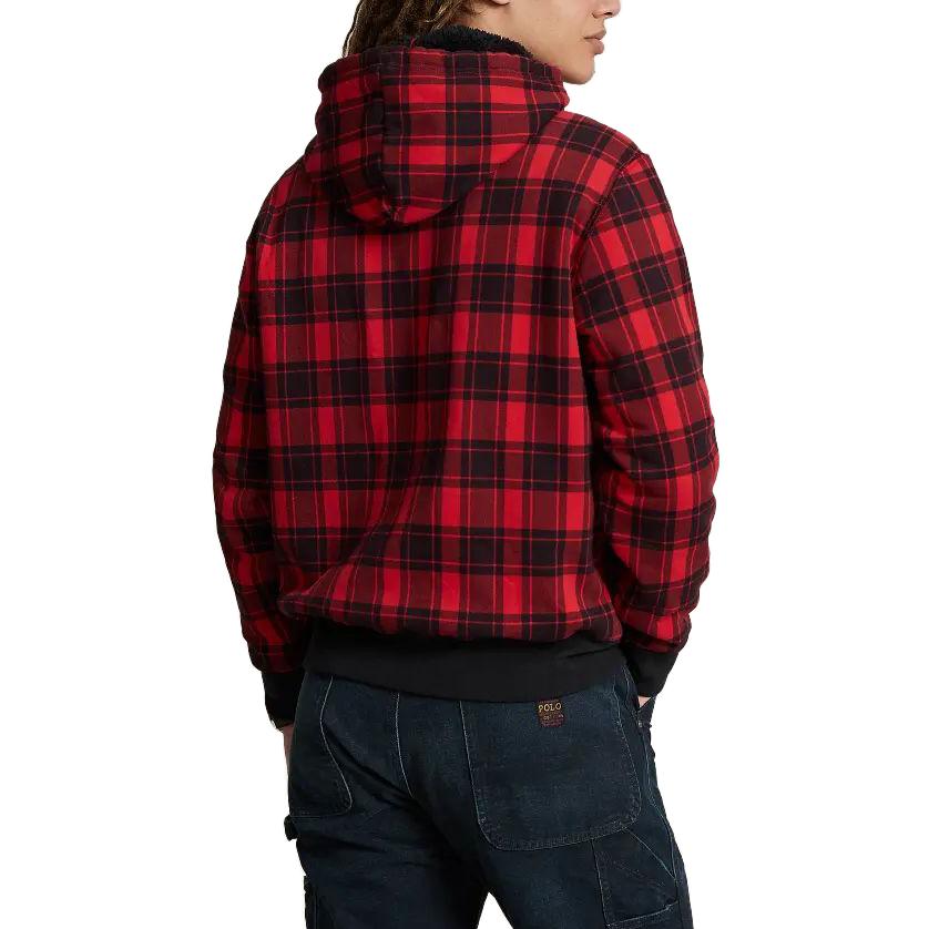 Ralph Lauren Plaid Pile Fleece Embroidered Logo Hoodie Red MNPOKNI16823-211 圖 5