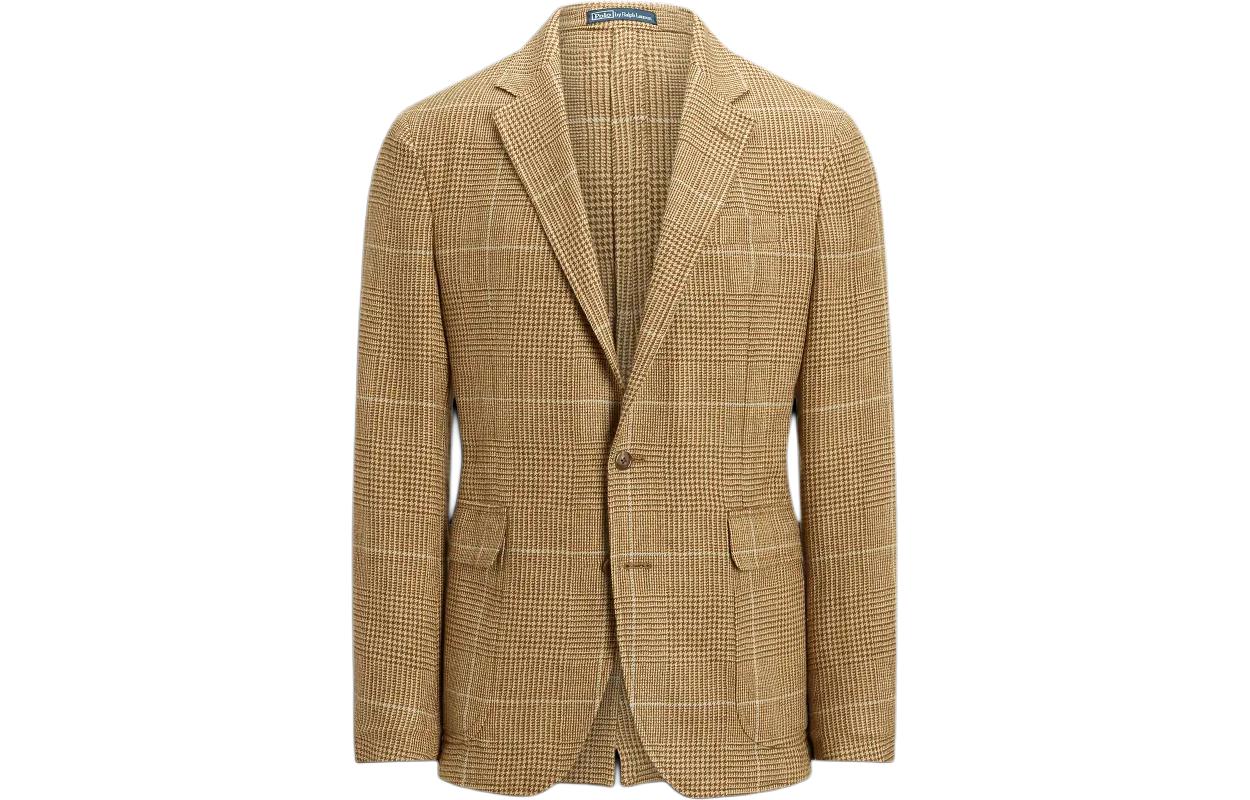 Ralph Lauren Polo Double-Breasted Plaid Tweed Jacket Khaki MNPOSPC27620-566