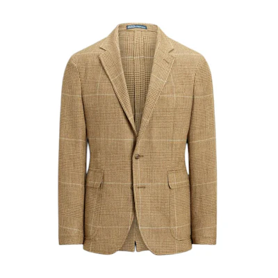 Ralph Lauren Polo Double-Breasted Plaid Tweed Jacket Khaki MNPOSPC27620-566